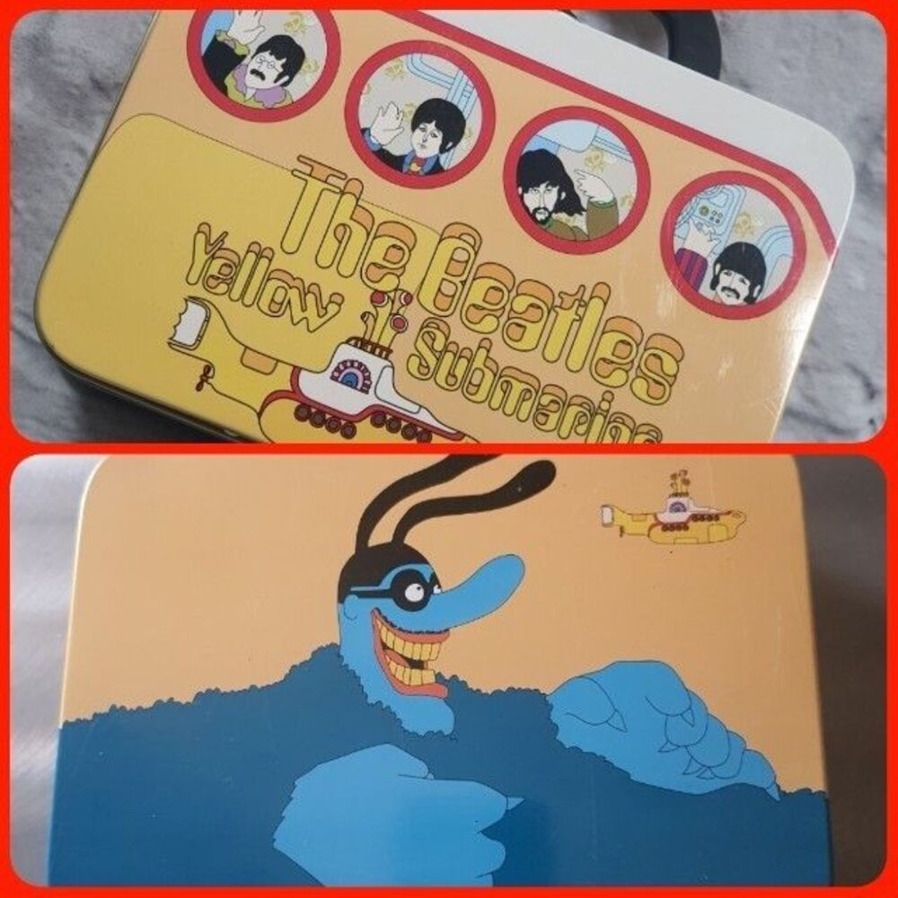 1999 Beatles Yellow Submarine Collectible Lunchbox by Vandor Metal Tin Handle